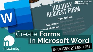 How to create a Form in Word | Two Minute Tuesday