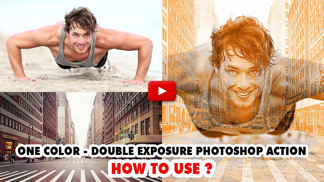 One Color - Double Exposure Photoshop Action | SmartestMind Photoshop Actions Sharp Designer
