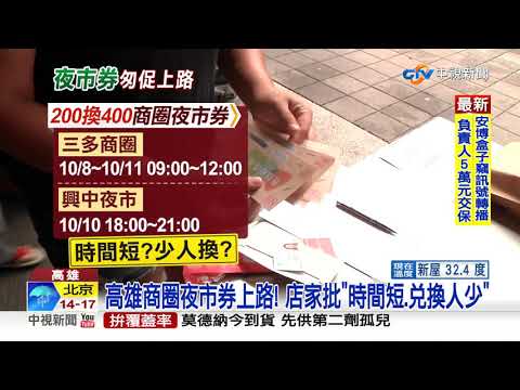高雄商圈夜市券上路! 店家批"時間短.兌換人少"│中視新聞 20211008