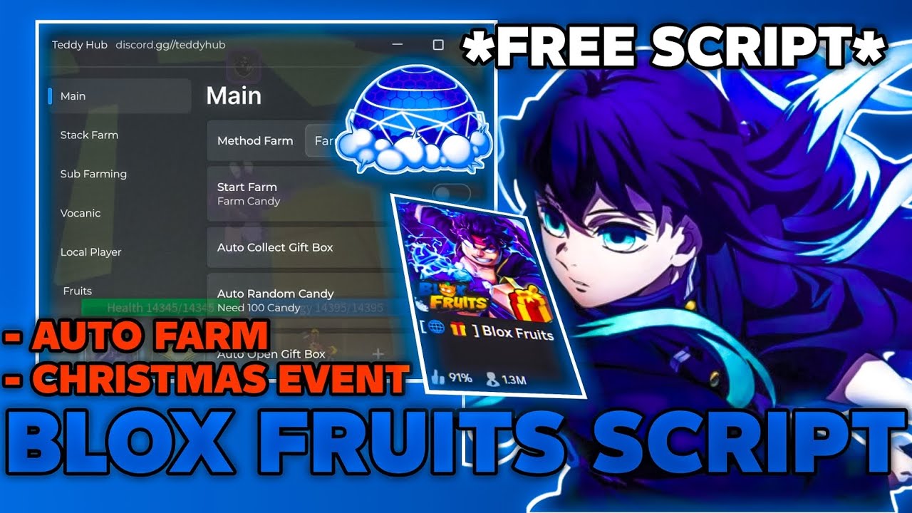 Blox Fruits Script *Без ключа* – Новое: Рождество, сбор подарков, конфетная ферма, подземелье и м...