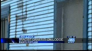 Racist graffiti covers North Portland Masonic Lodge