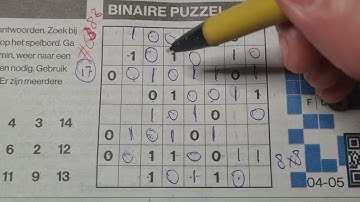 Thursday. Bonus Extra edition. (#6382) Binary01 Sudoku puzzle.  05-04-2023 Extra part 3 of 4