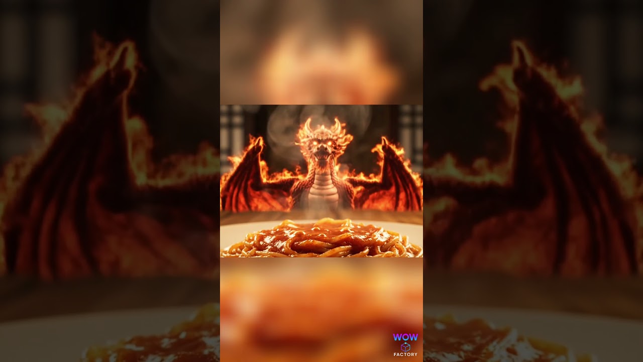 Dragon Rises from Spaghetti 🍝🐉Viral Food Illusion Shorts 