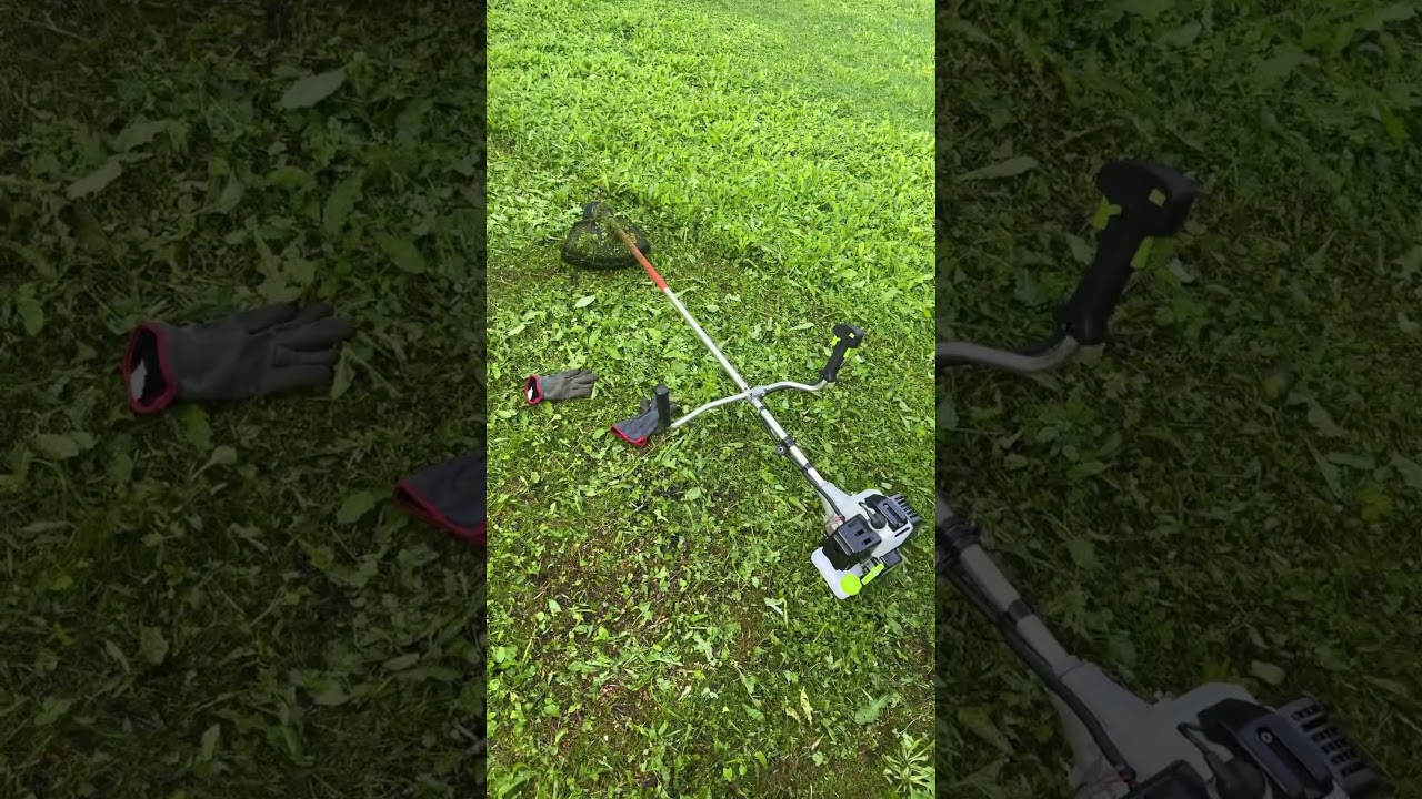 Кошение травы бюджетным триммером