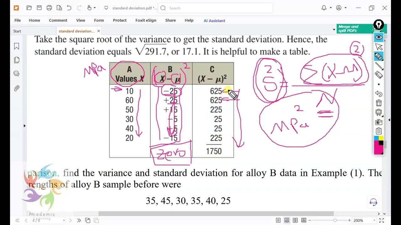 ماتلاب: الاحصاء الهندسي - مقاييس التباين- الانحراف المعياري Standard deviation