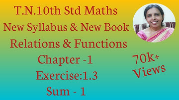 T.N.10th Std maths  Exercise:1.3 Sum - 1 | Relations & Functions|.