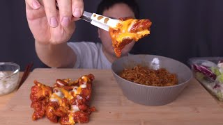 맘스터치 닭강정 & 불닭 짜파게티 먹방! MOM'S TOUCH's Cheese Spicy Chicken & Buldak Chapagetti EATING ASMR MUKBANG