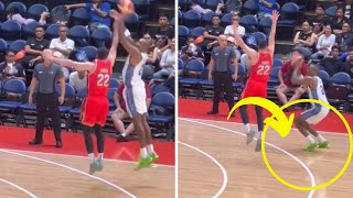 RHJ got fouled attempting a 4-pointer! He sinks 3/4 from the stripe.