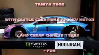 Tamiya TB02 7700kv plus Cheap Tyres = FUN