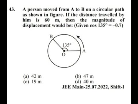 A person moved from A to B on a circular path as shown in figure. If ...