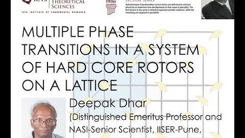 Multiple Phase Transitions in a System of Hard Core Rotors on a Lattice (Lecture 2) by Deepak Dhar