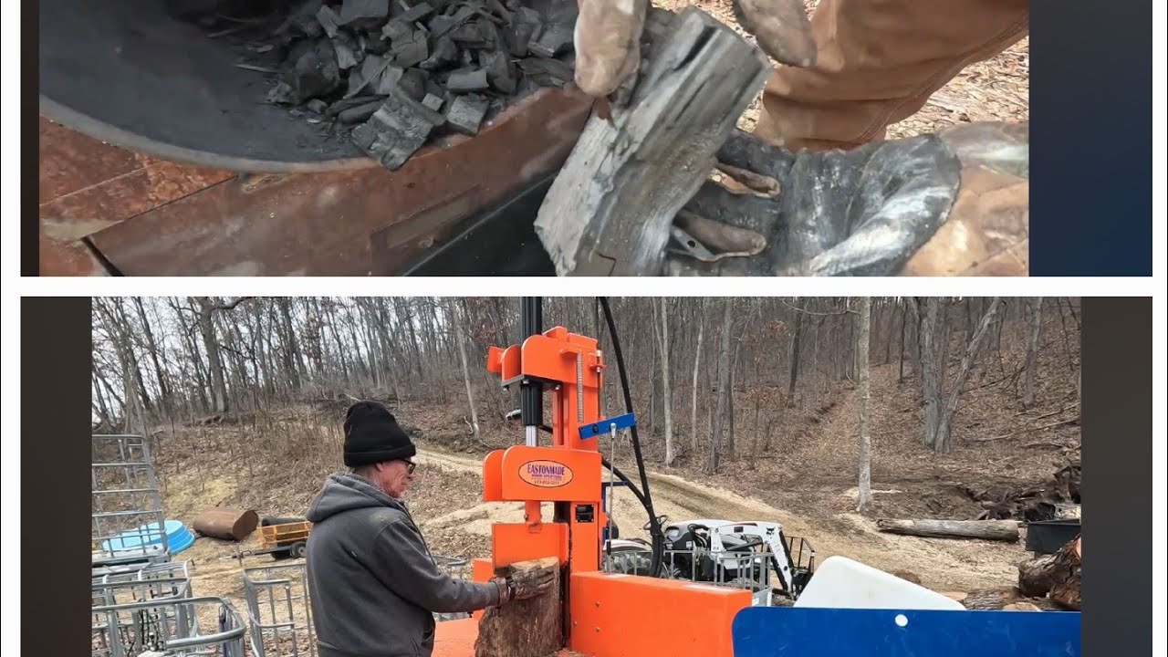 Making Charcoal in the woodyard. Firewood retort 2024 - YouTube