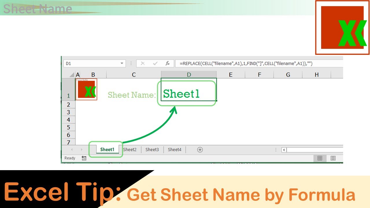 Excel Tip Show Sheet Name By Formula Youtube