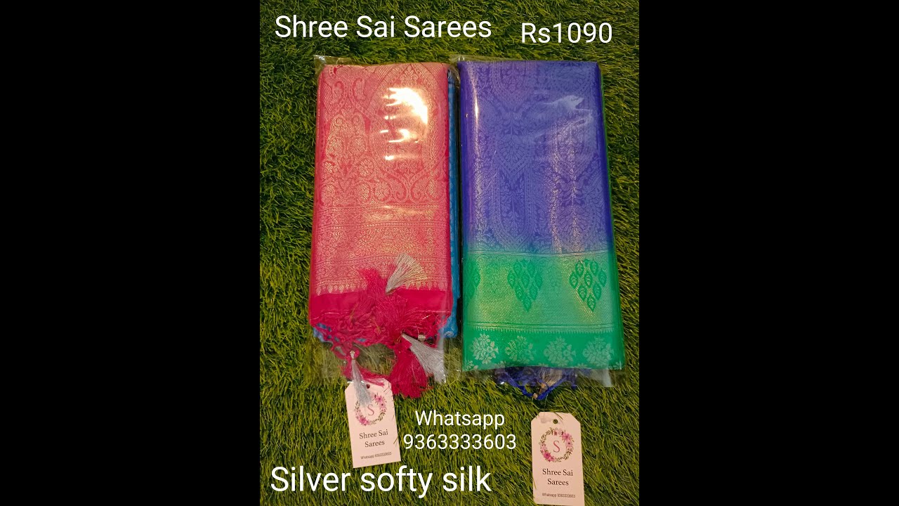Full video .Shree Sai Sarees.Silver softy silk,.best quality,green with