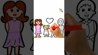 How to draw a happy family coloring pages for kid #art #coloring #drawing