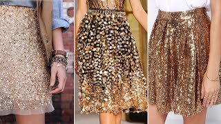 Crystal Waterfall Beading Skirts Sequence Glitters Mini Skirt Sequin Fringed Skirt Golden Skirts