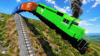 Trains vs Steep Slope #3 and Cars vs Rails | BeamNG Drive screenshot 5