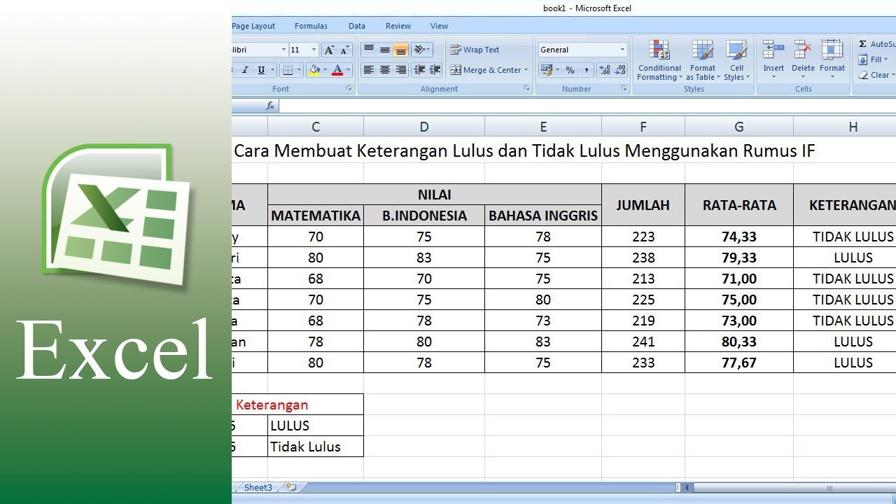 Cara Menghitung Lulus Dan Tidak Lulus Di Excel