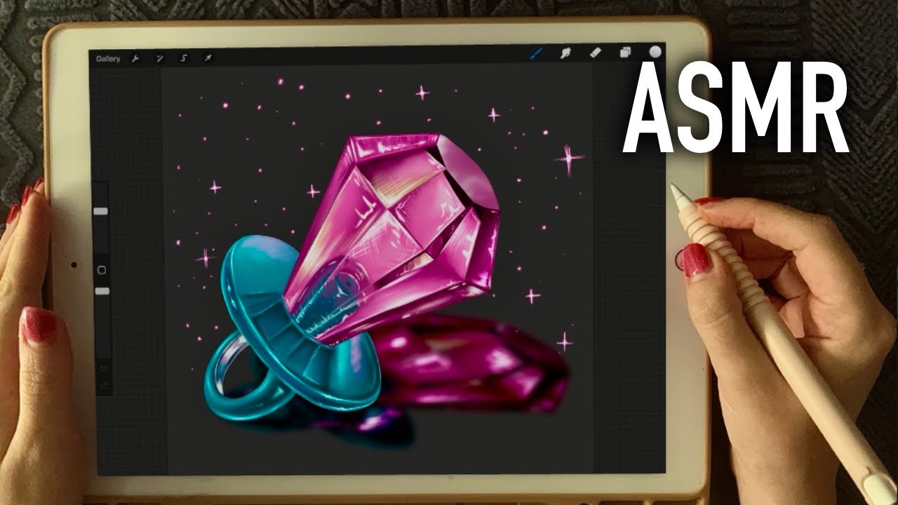 😴 iPad ASMR - Painting a lollypop - Clicky Whispers - Writing Sounds