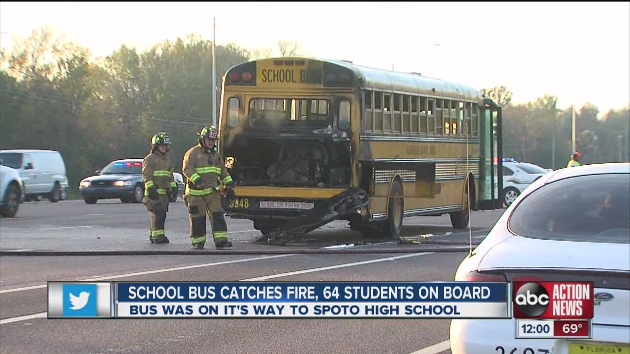 Students evacuated as school bus catches fire - YouTube