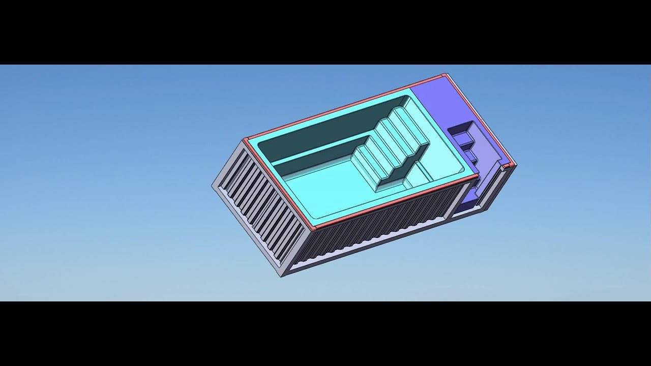 Piscina in container realizata in SolidWorks