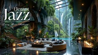 Elegant Living Room Jazz | Serene Waterfall View | Soft Instrumentals For Reading & Work screenshot 5