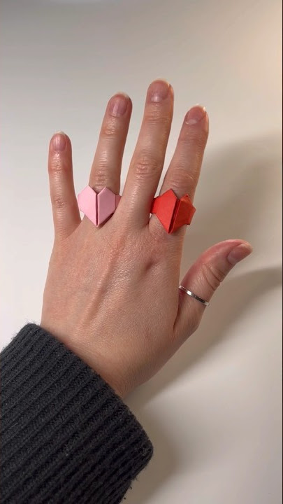 Origami heart ring💍💌 #origamicraft #origamiring #diycrafts #valentinecrafts