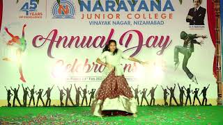 ANNUAL DAY CELEBRATIONS NARAYANA COLLEGE NIZAMABAD (JR NAZ SOLO DANCE)