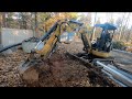 Replacing Water Pump then Digging Stumps with Cat 303 Mini Excavator