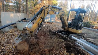 Replacing Water Pump then Digging Stumps with Cat 303 Mini Excavator