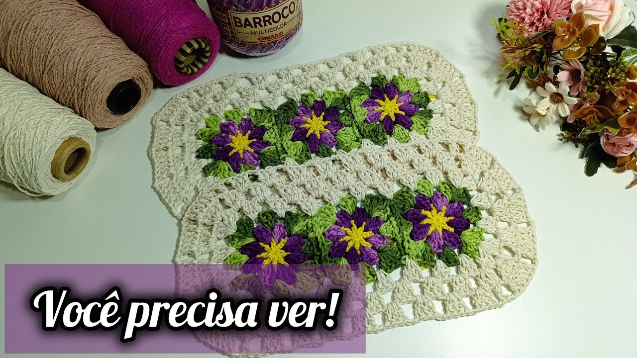 💥ESTOU APAIXONADA POR ESSA COMBINAÇÃO DE CORES//TAPETE FLORESCER #croche 
