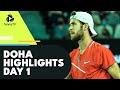 Evans, Khachanov & Van de Zandschulp Open Play | Doha 2022 Day 1 Highlights