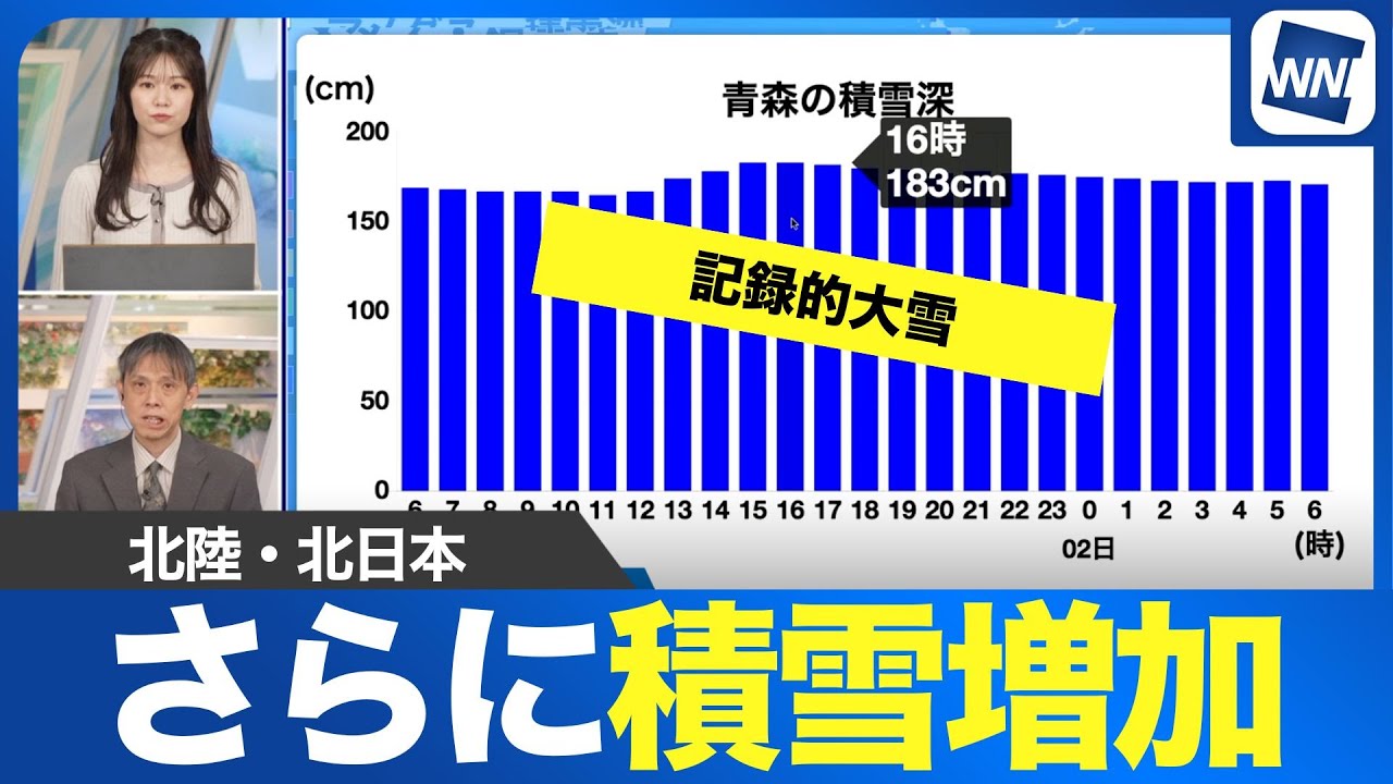 Record-breaking snowfall] Hokuriku and northern Japan on alert for