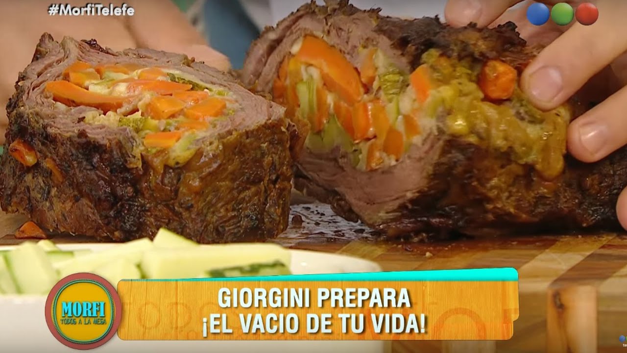 Receta: Vacio Relleno al horno con papas - Morfi - YouTube