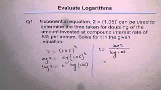 Doubling Time Application With Logarithms Q1