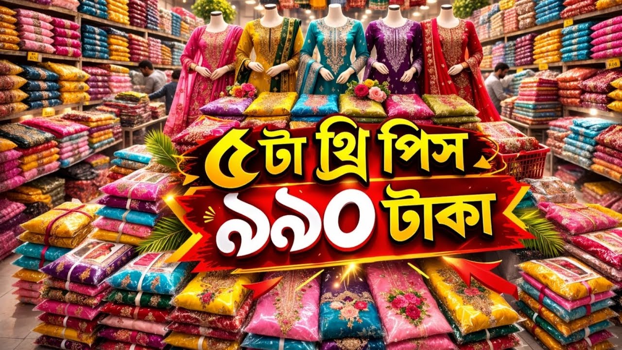 ২০২৬ এর সেরা অফারে থ্রি পিছ কিনুন পাইকারী কমদামে | wholesale three piece market in gausia bazar