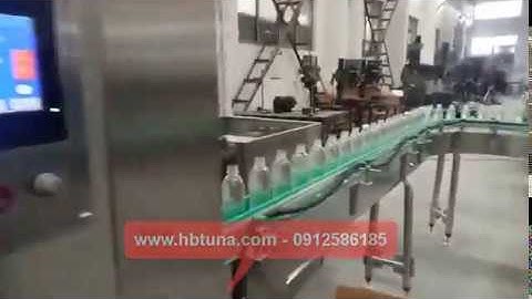 Video dây chuyền cấp chai   xúc rửa   chiết rót  đóng nắp nước