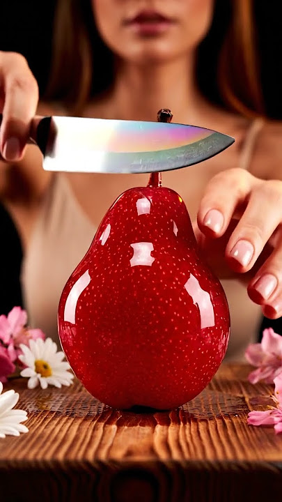 ASMR Red Anjou 🍎 Cutting 🔥 | Satisfying Cinematic Fruit Cutting Sounds #ai #aiwildframe