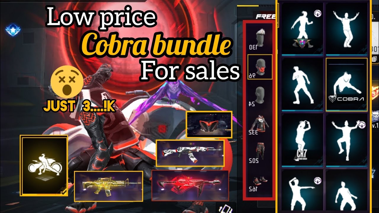 free fire cobra bundle price