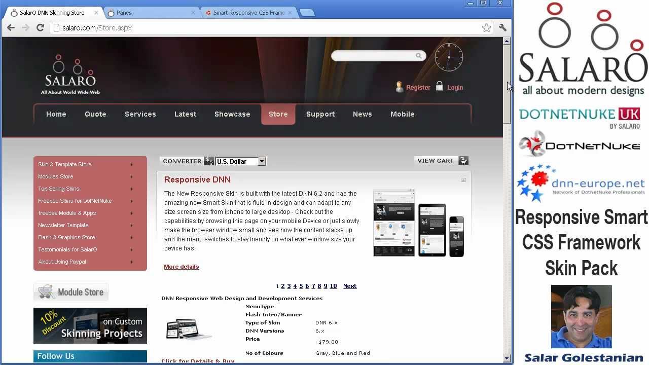 DNN Smart Responsive CSS Skin in 3 Colours for DotNetNuke - YouTube
