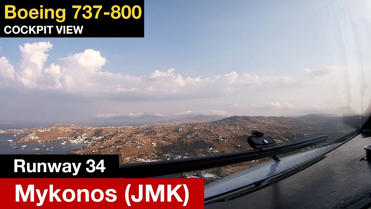 MYKONOS Cockpit Landing (JMK) | Boeing 737-800