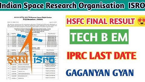 ISRO HSFC final final list  ISRO human space flight centre  final result declared