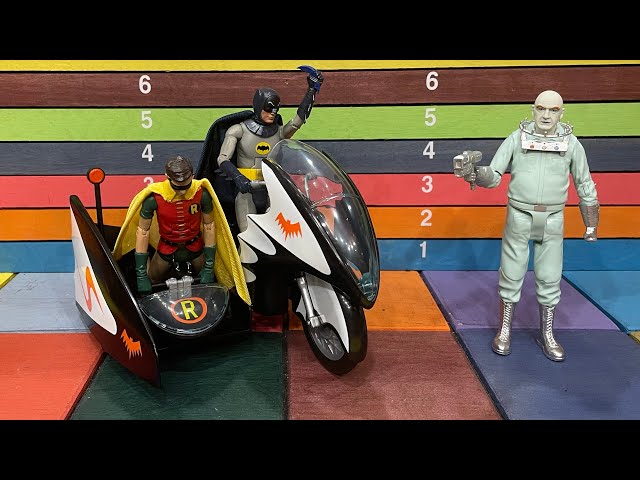 Batman 66 bat cycle with Sidecar and Mr. freeze - YouTube