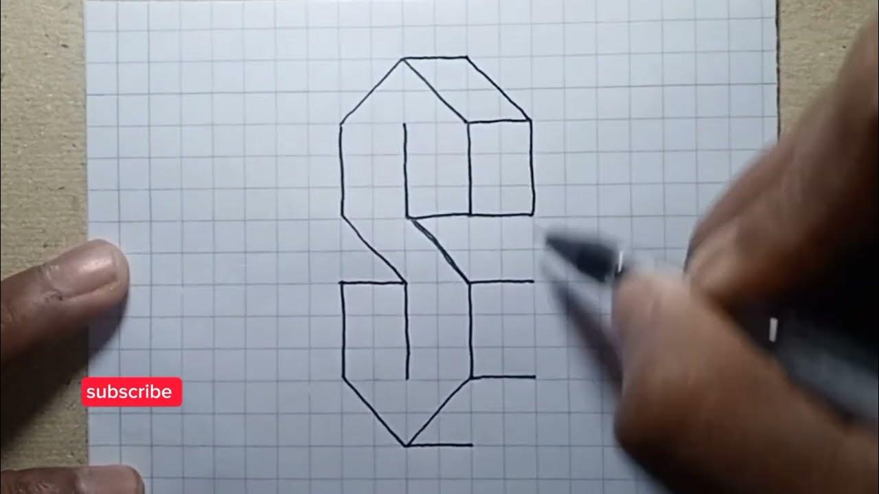 How to Draw 3D S letter Step By Step esay method 😘 Slarts S drawing