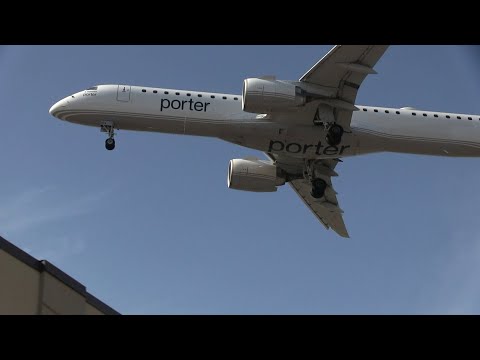 Embraer E195-E2 Porter Airlines C-GKQW From Halifax Fly Over In Toronto