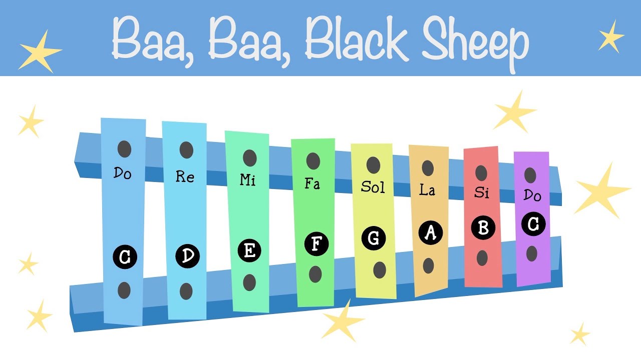 Baa, Baa, Black Sheep Xylophone tutorial and songs for beginners
