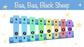 Baa, Baa, Black Sheep - Xylophone tutorial and songs for beginners - Normal speed