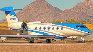 (4K) Gulfstreams GALORE! Private Jet Plane Spotting Scottsdale (KSDL)