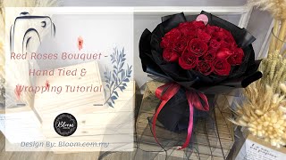 How To Make 36 Roses Hand Bouquet ​With Dress | Hand Tied & Wrap Tutorial || 螺旋花腳手綁玫瑰花束 || 花藝教學 screenshot 5