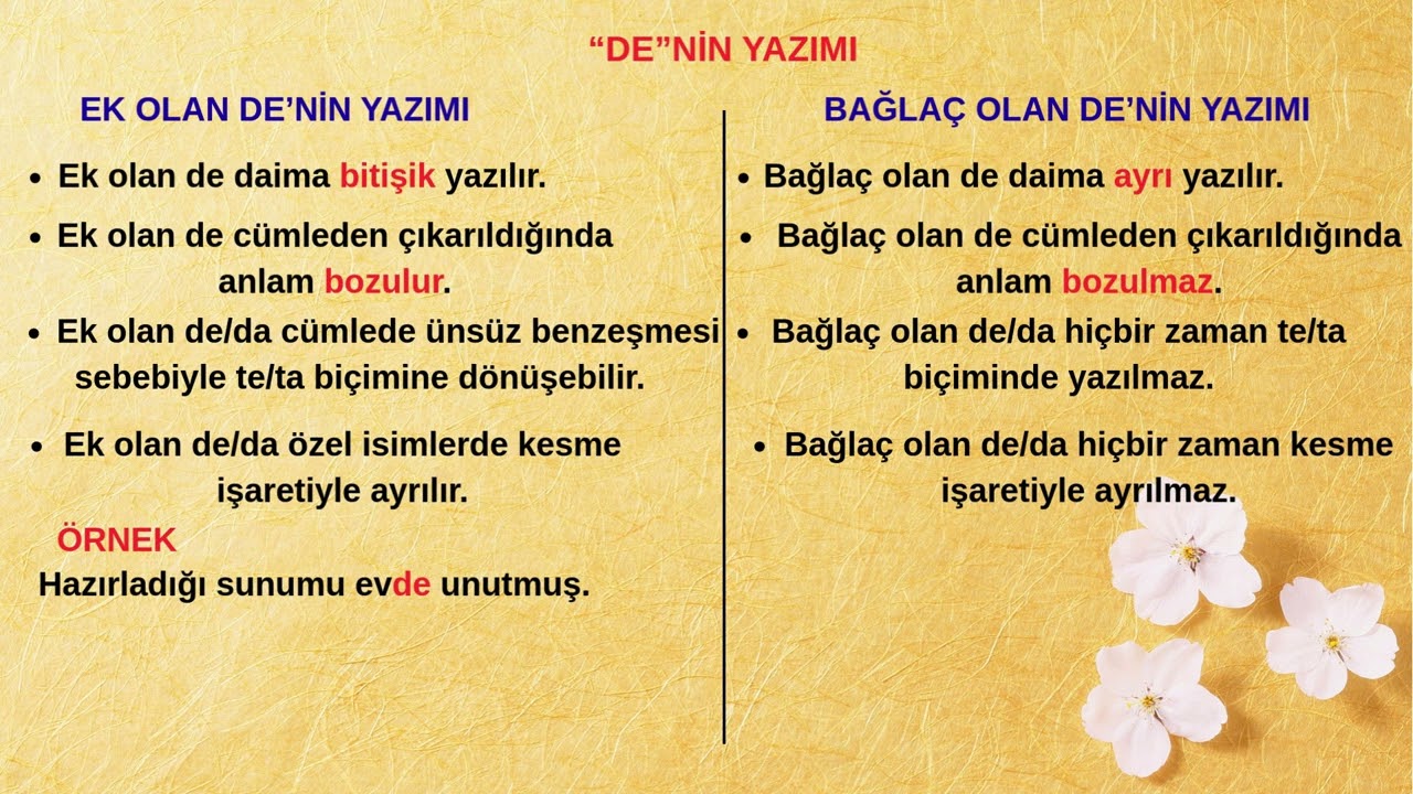 “De”nin yazımı